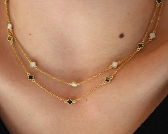 Handmade Clover Necklace by ArgentaJewel in 925 Sterling Silver & 18K Gold Plated• Dainty Pendant • Minimalist Jewelry • Unique Gift for Her