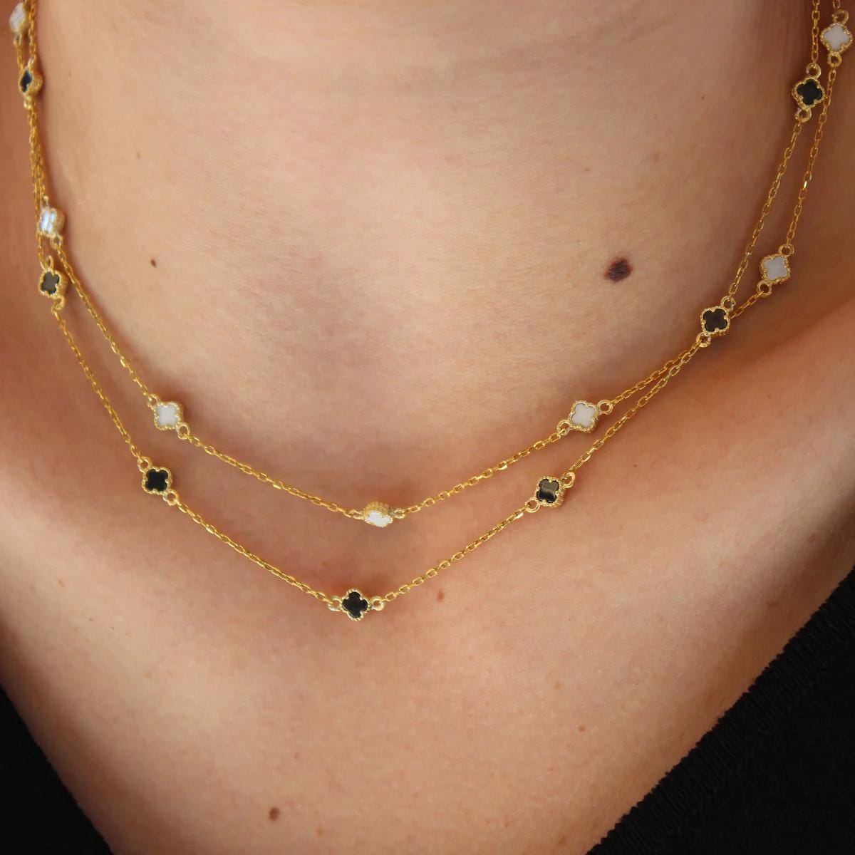 Handmade Clover Necklace by ArgentaJewel in 925 Sterling Silver & 18K Gold Plated• Dainty Pendant • Minimalist Jewelry • Unique Gift for Her