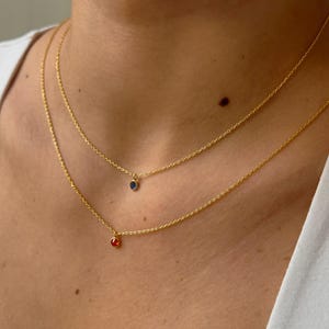 Birthstone Necklace by ArgentaJewel in 925 Sterling Silver & 18K Gold Plated • Personalized Gemstone Jewelry• Gift For Her