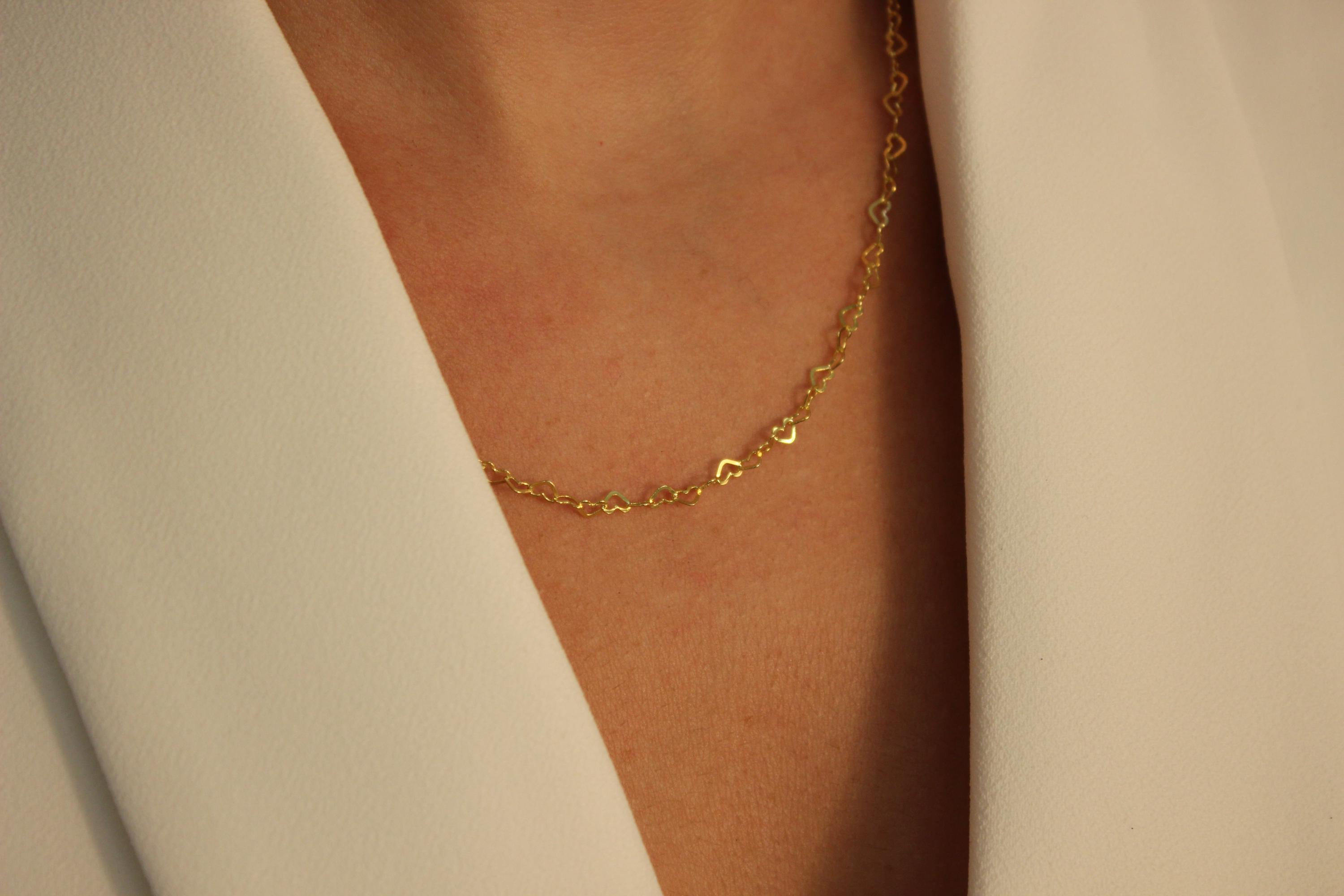Heart Link Necklace by ArgentaJewel in 925 Sterling Silver & 18K Gold Plated • Dainty Heart Necklace • Minimalist Necklace • Gift For Her