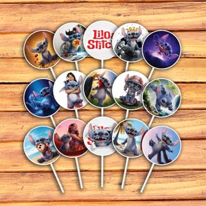 Lilo and Stitch Cupcake Toppers, Lilo & Stitch Toppers, Lilo and Stitch Live Action Birthday Toppers, Disney Cupcake Toppers, Hawaiian Party