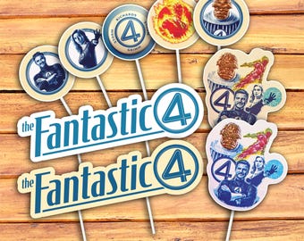 Fantastic Four Cupcake Toppers, Fantastic 4 Cake Toppers, Superhero Cupcake Toppers, The Fantastic Four Cupcake Toppers, Printable Digital