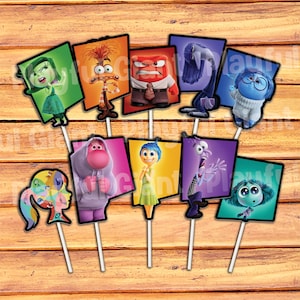 BINNENSTEBUITEN cupcake toppers, binnenstebuiten toppers, binnenstebuiten verjaardag toppers, binnenstebuiten feestdecor, Disney feestdecor, afdrukbare digitaal