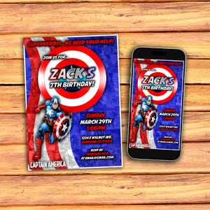 Invito Capitan America, invito compleanno Capitan America, festa a tema Marvel Avengers, invito compleanno supereroe, compleanno bambini, tag