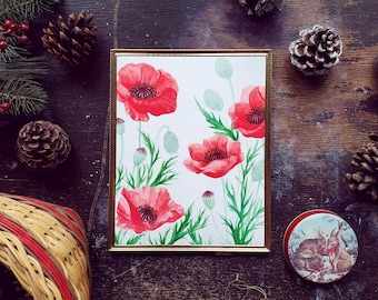 Red Poppy Art Print - Floral Painting Home Decor