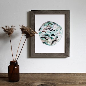 Circle Art Print - Abstract Moon Painting, Square Wall Art, Modern Home Decor, 8x10 8x8 Artwork, Gift Idea