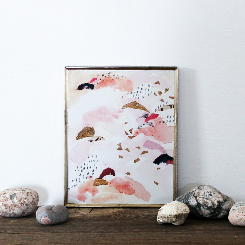 Pink and Gold Abstract Art Print – Modern Giclée Wall Decor - Etsy