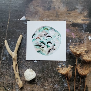 Circle Art Print - Abstract Moon Painting, Square Wall Art, Modern Home Decor, 8x10 8x8 Artwork, Gift Idea