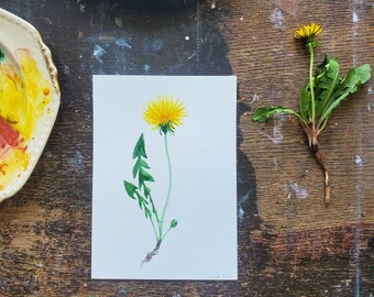 Dandelion Painting - Original Watercolor Floral Art, Original Artwork, Mother's Day gift idea