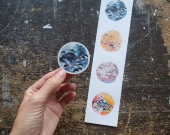 Moon Art Stickers - Set of Abstract Painted Moon Stickers, Party Favors, Goodie Bag Ideas