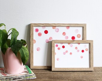 Pink Polka Dots Art Print - Watercolor Home Decor, Giclee Print, 5x7 8x10 Kid's Room Nursery Wall Art, Gift Idea