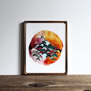 Circle Art Print - Abstract Moon Painting, Square Wall Art, Modern Home Decor, 8x10 8x8 Artwork, Gift Idea