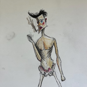 Original Zeichnung, Aquarell, Jack Dempsey, gratis Versand, graphit