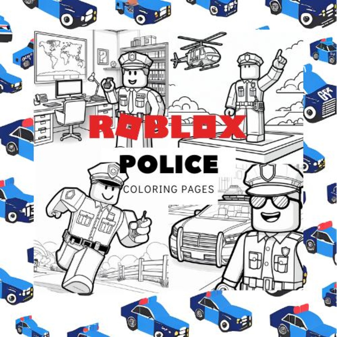 Roblox Police Coloring Book Printable Sheets Birthday Party Activity ...