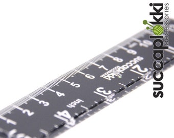 Mittaticcu - Knitter's Ruler, Robust ruler with Imperial/Inch and mm scale, made out of 4mm thick piece of recycled plastic