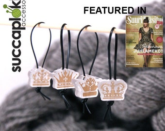 Royal Markers - Set of four Majestic Knitting Place Markers made out of recycled plastic, includes four different crown's