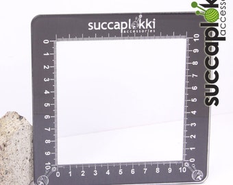 Silmuccaruutu LARGE (10cm X 10cm) - Knitting Gauge Checker, robust precise square made out of recycled graphite gray plastic