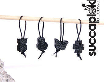 Soul Band - Knitting Stitch Markers, Set of four Knitting Place Markers made out of recycled solid black plastic