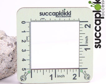 Silmuccaruutu - Knitting Gauge Checker, knitting tool with precise 5x5cm (2"x2")  square, made out of recycled plywood