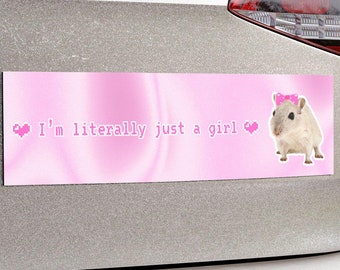 Funny Rat Bumper Sticker Magnet – I’m Literally Just a Girl – Pink Car Magnet