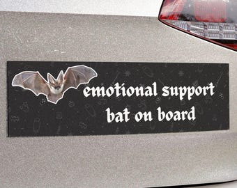 Emotional Support Bat Car Magnet: Funny Goth Halloween Bumper Sticker