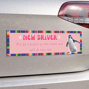 Rolig pingvin-stötfångardekal bilmagnet | Ny förarhumor, var snäll och ha tålamod
