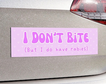 Funny Rabies Car Magnet: Silly Pink Bumper Sticker for Unhinged Drivers
