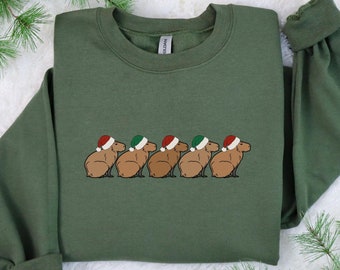 Christmas Capybara Sweatshirt, Capybara Christmas Shirt For Women, Cute Funny Animals Christmas Sweatshirt, Funny Santa Hat Xmas Shirt