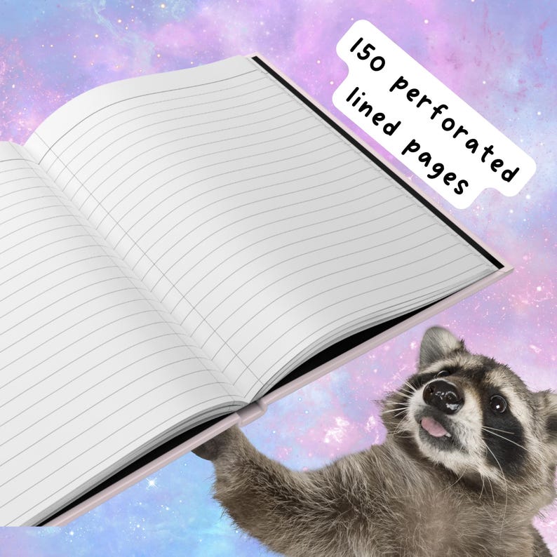 Notebook Mapache Cute Kawaii Raccoon Journal, Raccoon Hardcover Notebook for Tea Lovers ...