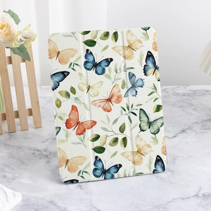 Watercolor butterfly iPad Case For Air 4/5/6 iPad Pro 13 12.9 11 2021 2022 2024 iPad 9.7&quot; 10.2&quot; 10.9&quot; 11&quot; 12.9&quot; iPad Case Cover with Slot