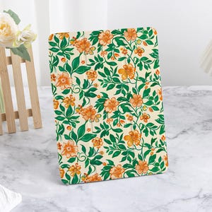 Yellow Floral Watercolor iPad Case with Pencil Holder For 2024 New Air 4/5/6 iPad Pro 11 12.9 13 iPad 2022 2021 2024 iPad 10/9/8 iPad mini 6