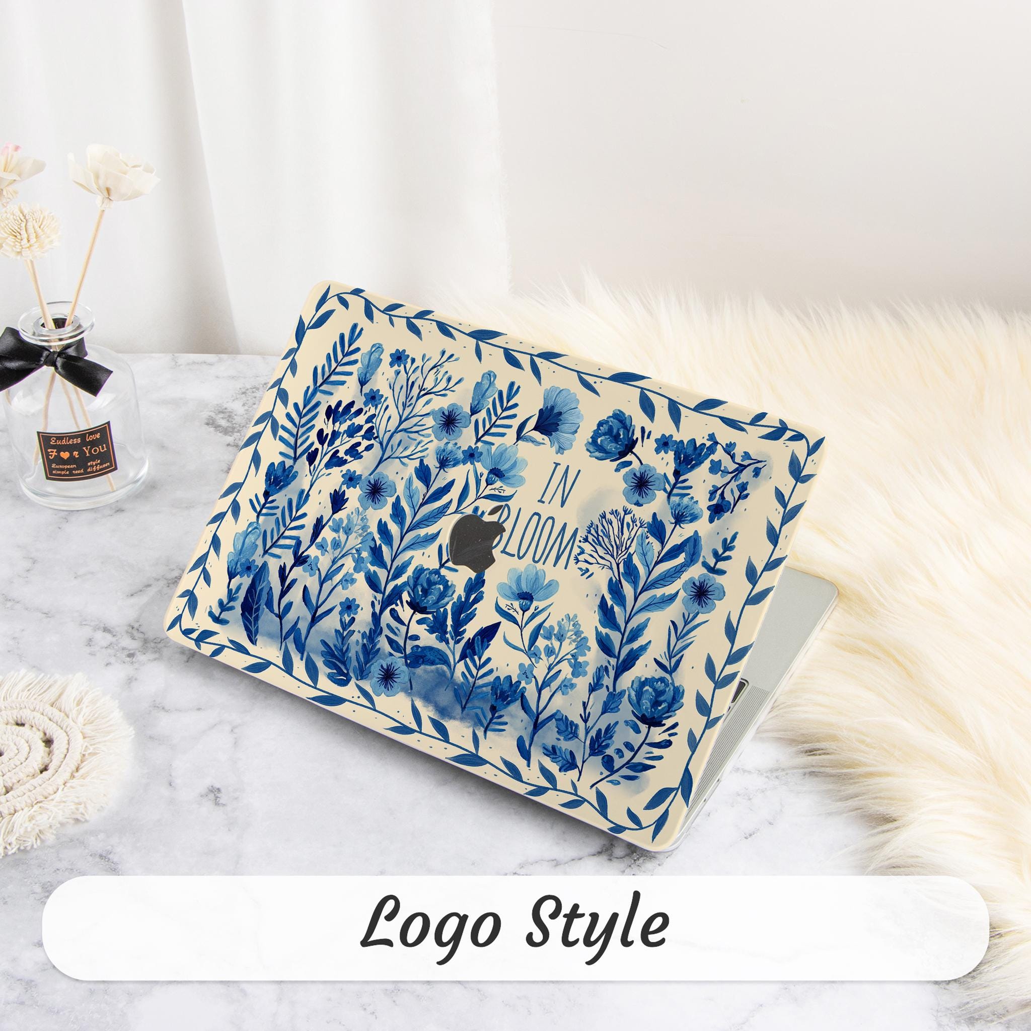 In Bloom Blue Flowers Macbook Case For Macbook Air Case 15/13/11 Inch A2337 A2681 Hard Laptop Case for Mac Case Pro 13/14/15/16  New 2024