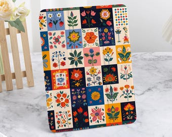 Retro Floral Pattern iPad Case with Pencil Holder For 2024 New Air 4/5/6 iPad Pro 11 12.9 13 iPad 2022 2021 2024 iPad 10/9/8 iPad mini6 Case