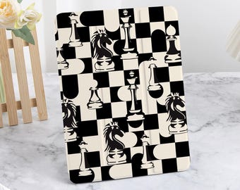 Black And White Chess New iPad Case For Air 4/5/6 iPad mini 6 5 iPad Pro 12.9&quot; 11&quot; 10.9&quot; 10.2&quot; 9.7 inch iPad Air 11&quot; 13&quot; Case iPad case 2024