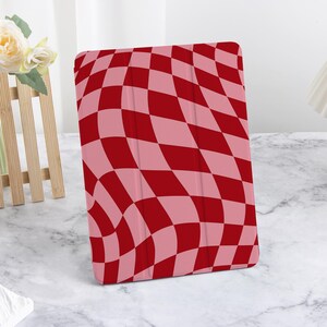 Red Checkered iPad Case With Pencil Holder iPad mini 6 Case 2024 New iPad Air 4/5/6 Case 10.9&quot; iPad 10 10.9&quot; 7/8/9 10.2&quot; Pro 11&quot;12.9&#39;&#39;