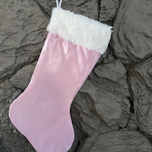 Lrg. Pink Satin Christmas Stocking