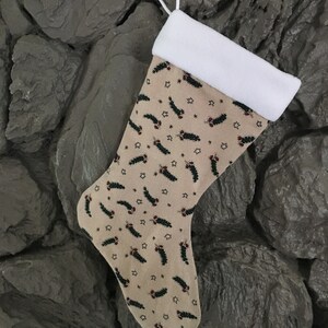 Med. mistletoe print Christmas Stocking