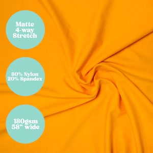 Mustard Swimwear Fabric / Matte / 4 Way Stretch / Bikini Fabric / Active ware Fabric / Sold by 1/2 a Yard / Sold by the Yard