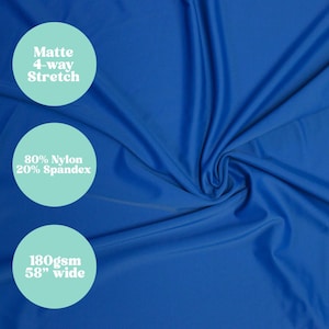 Deep Royal Blue Swimwear Fabric / Matte / 4 Way Stretch / Bikini Fabric / Active ware Fabric / Sold by 1/2 a Yard / Sold by the Yard