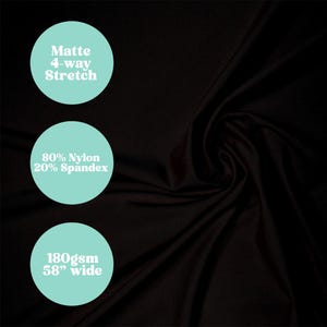 Black Swimwear Fabric / Matte / 4 Way Stretch / Bikini Fabric / Active ware Fabric / Sold by 1/2 a Yard / Sold by the Yard