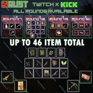Rust MEGA 46アイテムバンドル - Twitchドロップ + Kickドロップ（Twitchラウンド47～50 + Kickラウンド2 + 3）| Steam限定