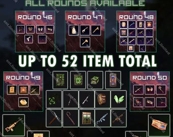 Rust MEGA 52 Item Bundle - Twitch Drops + Kick Drops (Twitch Rounds 46 - 50 + Kick Rounds 2 + 3) | Steam Only