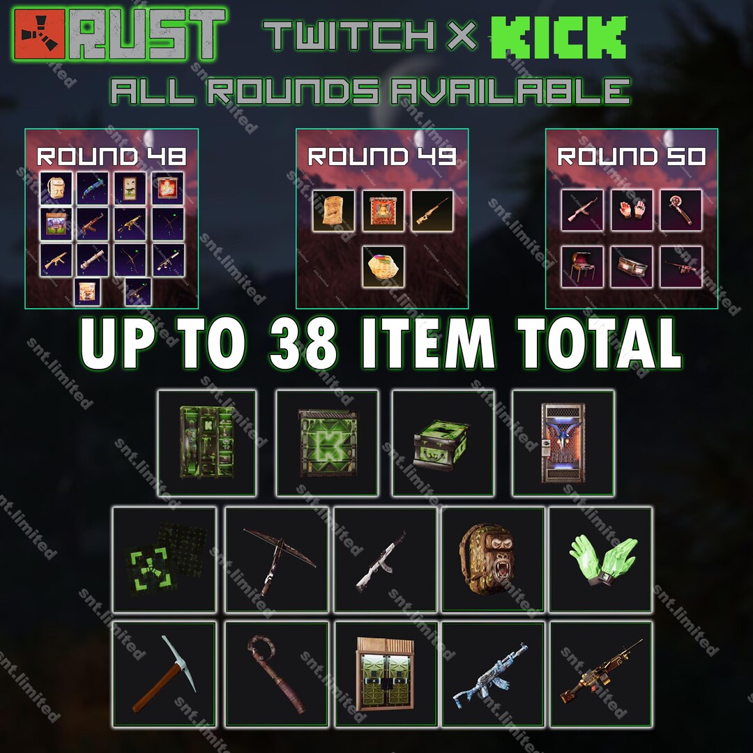 Rust Thunder Bundle Rust MEGA 38 Item Bundle - Twitch Drops + Kick Drops (twitch Rounds 48 ...
