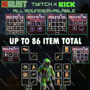 Paquete de objetos MEGA 86 de Rust: Twitch Drops + Kick Drops (rondas de Twitch 43-48 + rondas de Kick 1-2) / Solo en Steam