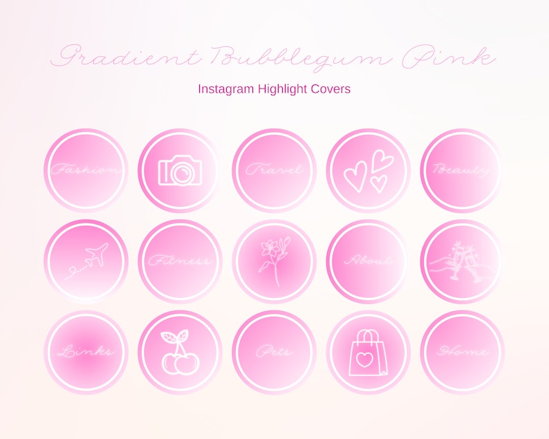 40 Neon Pink and White Gradient Instagram Story Highlight Covers, Icons ...