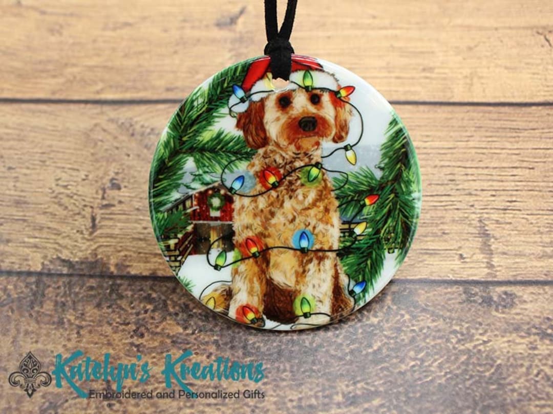 Goldendoodle With Christmas Lights Ceramic Christmas Etsy