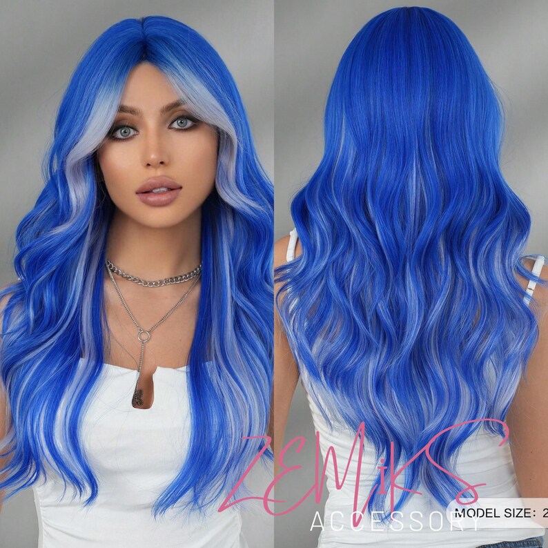 Exquisite Long Blue Wig Moment for Your Screen Exquisite Long Blue Wig Moment for Your Screen
