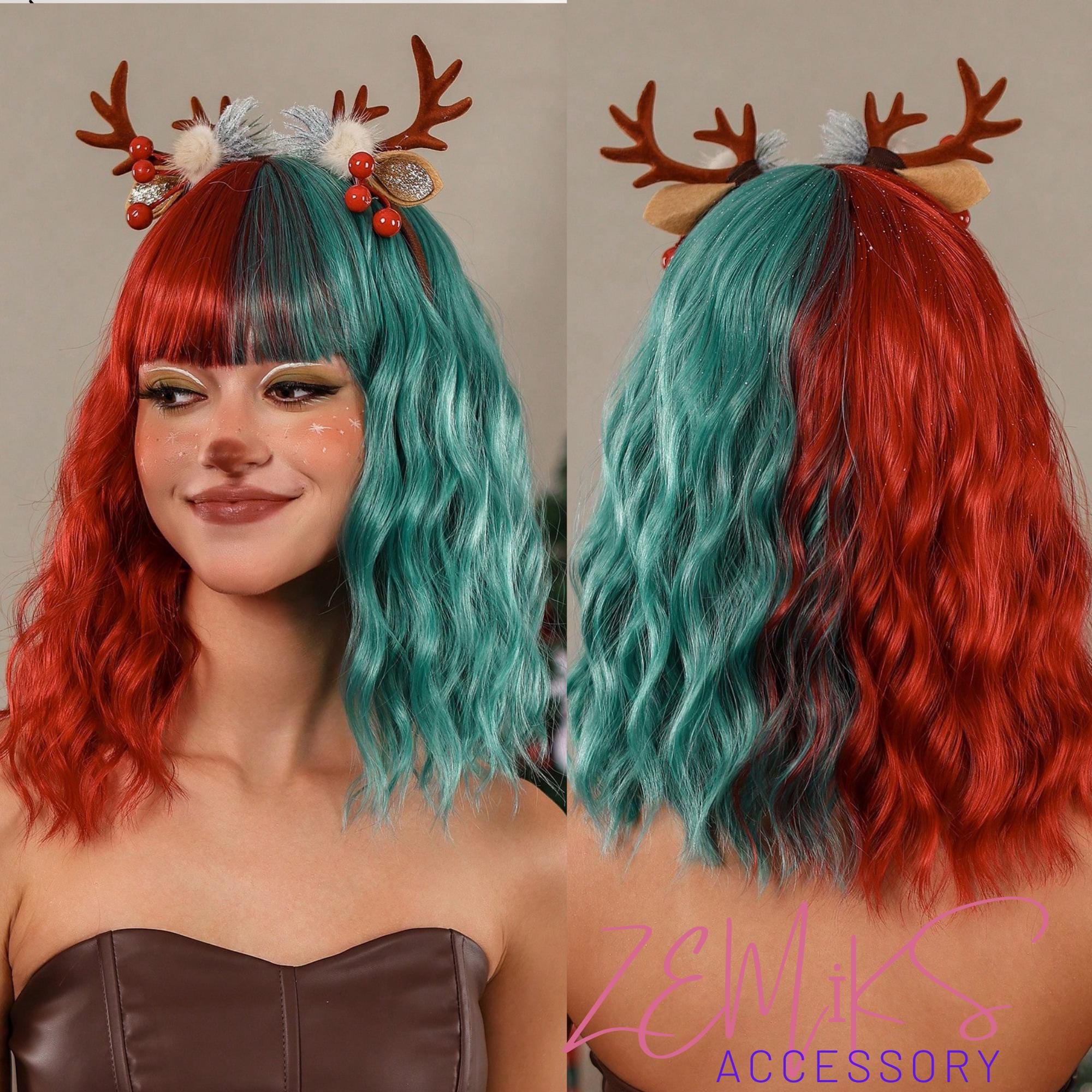 Red and green wig discount
