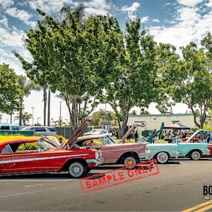 Chevy Impala Lowrider Aluminum Photo Print Hang Mount 4 different Photo Size Bottomsup805