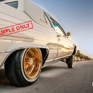 Cadillac Lowrider Aluminum Photo Print Hang Mount 4 different Photo Size Bottomsup805